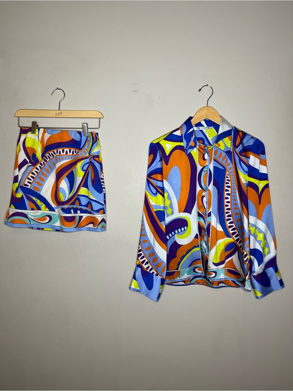 Zara Multicolor Skirt & Blouse Set
